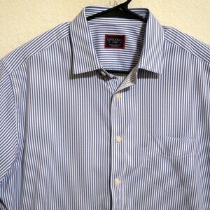 UNTUCKit Shirt Mens Large Long Sleeve Nylon Blend Blue White Stripes